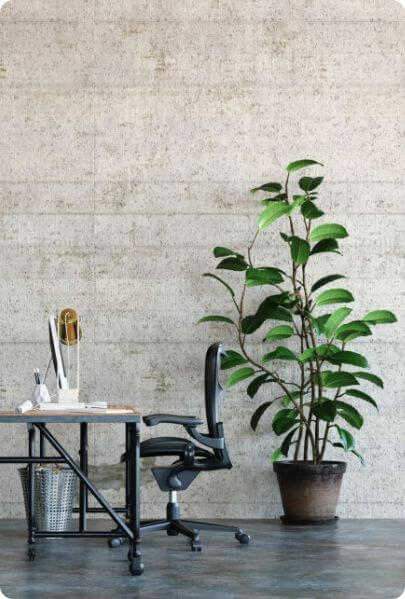 Papel de parede instalado em sala comercial pela Priester Decor